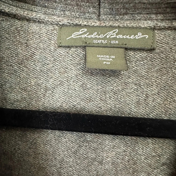 Eddie Bauer GUC heather green shawl collar neck wool blend sweater petite Medium - Picture 6 of 7